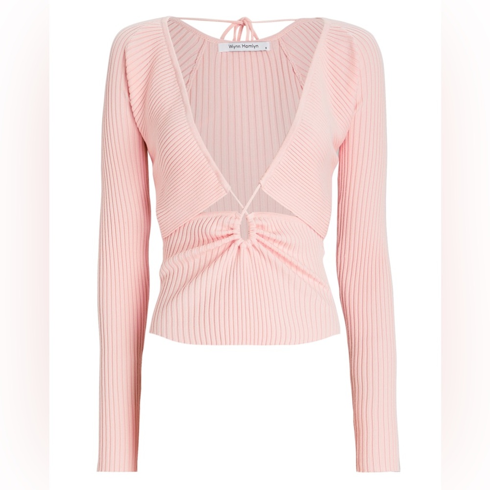 WYNN HAMLYN
Linda Cut-out Rib Knit Top
Color: Pink
Size: S